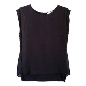 Sandro Paris Black Sleeveless Sheer Sides Keyhole Back Top size Medium